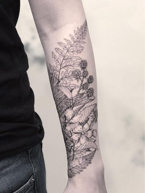 How to Erase the Past: A Guide to Cover Up Tattoos | Tattoodo Natur Tattoo Arm, Nature Tattoo Sleeve, Fern Tattoo, Nature Tattoo, Floral Tattoo Sleeve, Plant Tattoo, Forearm Tattoo Women, Botanical Tattoo, Floral Leaves