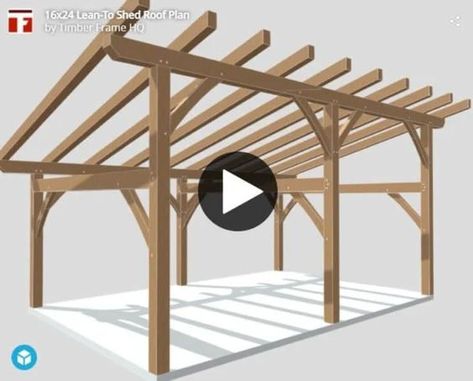 16×24 Shed Roof Plan (38236) Interactive 3d Model Shed Roof Framing, Flat Roof Shed, Lean To Roof, Mobile Home Makeovers, Alpine House, Carport Sheds, Carport Plans, Yard Deck, Timber Frame House