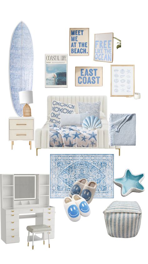 Coastal Granddaughter Bedroom, Granddaughter Bedroom, Coastal Room Decor, Ocean Room Decor, Summer Room Decor, Dream Room Ideas, Room Wishlist, Beach Room Decor, Beachy Bedroom