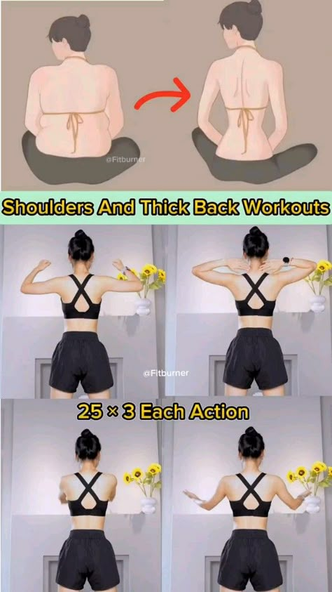 FitBurner Follow Exercises For Burning Back And Shoulders Fat. CHECK BIO TO MELT FAT FAST. #fatloss #backfatloss #shouldersfatloss #gym Back Workout Women, Latihan Dada, Back Workouts, Back Fat Workout, Breast Workout, Workout Beginner, Quick Workout Routine, Workout Without Gym, Fat Workout