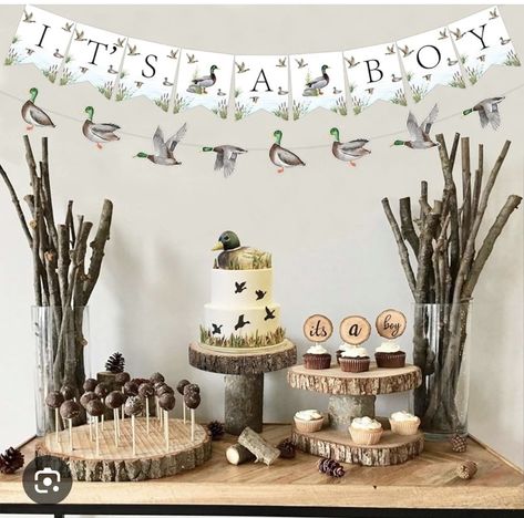 Hunting Baby Shower Cake, Hunting Baby Shower Ideas, Hunting Baby Shower Theme, Duck Baby Shower Theme, Hunting Birthday, Hunting Baby, Baby Shower Duck, Duck Birthday, Baby Boy First Birthday