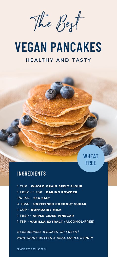 Wheat Free Pancakes, Best Vegan Pancakes, Spelt Flour Recipes, Fluffy Blueberry Pancakes, Spelt Recipes, Whole Grain Pancakes, Vegan Pancake Recipes, Whole Wheat Pancakes, Wheat Pancakes