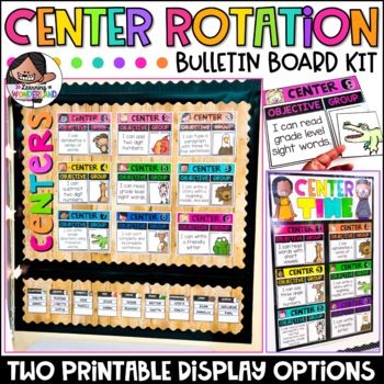 Cut down on transition time with this center rotation board! Just rotate the group cards to the next center and your students will know exactly where to go! My district requires displayed objectives for all subjects and activities. I tried displaying them in different ways, but nothing worked for us... Centers Chart Rotation, First Grade Center Rotation Chart, Rotation Charts For Centers, Center Rotation Charts Kindergarten, Center Rotation Charts Preschool, Prek Center Rotation Chart, Group Rotation Chart, Kindergarten Centers Rotation, Station Rotation Chart