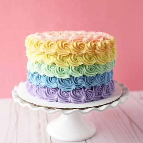 Rainbow Smash Cakes, Rainbow Cake Decoration, Disney Princess Birthday Cakes, Pastel Rainbow Cake, Smash Cake Girl, Rainbow Birthday Cake, Rosette Cake, Princess Birthday Cake, Unicorn Birthday Cake