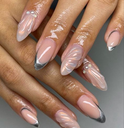 Gel X Nail Designs 2024, Europe Nails, Golden Nails, Nails Today, Mermaid Nails, Simple Gel Nails, Pearl Nails, French Acrylic Nails, Summery Nails