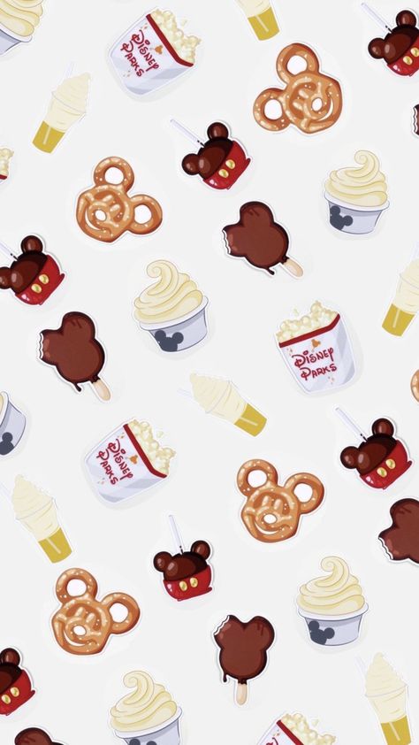 Disney Treats Wallpaper, Disney Snacks Wallpaper, Disney Food Wallpaper, Disneyland Party, Disney Cupcakes, Disney Characters Wallpaper, Disney Wallpapers, Disney Treats, Disney Theme Party