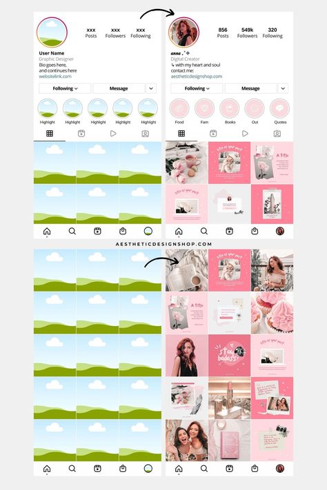 Create a beautiful and consistent Instagram feed with Canva's Instagram Profile Aesthetic Planner. This free tool will help you plan your posts, choose colors and fonts, and create a cohesive look for your #Free_Instagram_Template_Canva #Canva_Notes_Template #Cute_Instagram_Profile_Ideas #Ig_Post_Inspo_Aesthetic Instagram Canva Template, Instagram Product Post Ideas, Instagram Profile Aesthetic, Instagram Profile Template, Canva Fonts Aesthetic, Instagram Profile Ideas, Canva Templates Ideas, Canva Graphic Design, Website Aesthetic