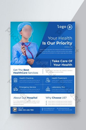 Modern Medical Flyer poster pamphlet brochure cover design Medical Flyer, Medical Brochure, Brochure Cover Design, Medical Health Care, Science Background, Pamphlet Design, Medical Logo, Powerpoint Word, Presentation Video