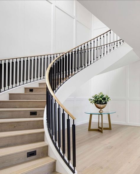 Builders of Insta’s Instagram profile post: “If grand entrances are your thing, you'll want to follow @builders.of.insta. 👈⁠ ⁠ @tru.studio.⁠ @promenade.development⁠ @mellon_studio⁠ .⁠…” Chestnut Ideas, Staircase Feature, Stairs Remodel, Grand Lobby, Staircase Styles, Staircase Design Modern, Staircase Railing, Staircase Railing Design, Classic Homes