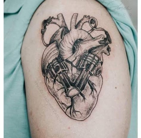 Piston Heart Tattoo, Mechanic Heart Tattoo, Heart Engine Tattoo, Heart Like A Truck Tattoo, Body Builder Tattoo, Engine Heart Tattoo, Car Enthusiast Tattoo, Motorcycle Tattoo For Women, Mechanical Heart Tattoo