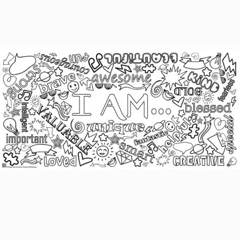 Positive Affirmations Wall Decor I Am Poster Project, Affirmation Tree, Large Coloring Posters, Coloring Tablecloth, Affirmation Art, Teacher Posters, Coloring Posters, Paper Tablecloth, Classroom Wall Decor