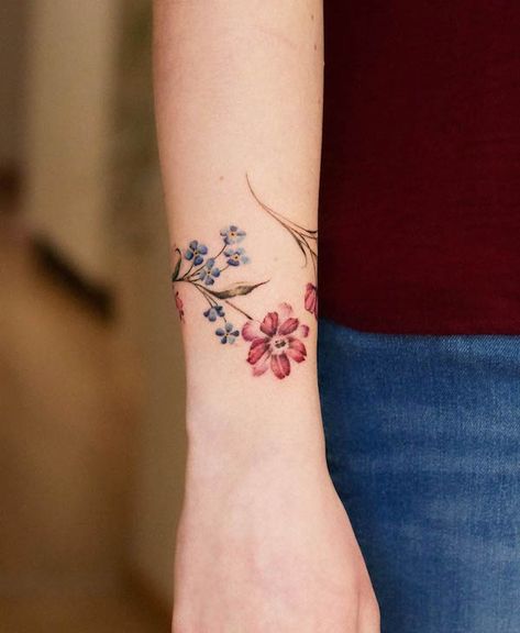 Flower Wrist Tattoo, Wrap Around Wrist Tattoos, Bracelet Tattoos, Small Symbol Tattoos, Wrist Bracelet Tattoo, Around Arm Tattoo, Charming Bracelet, Wrap Tattoo, Bracelet Tattoo