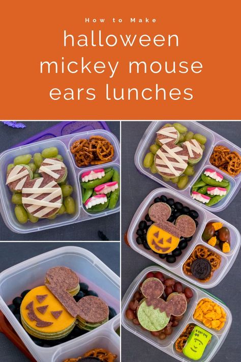 How to Make Disney Halloween Mickey Mouse Ears Lunch Recipes! Halloween Lunch Ideas, Disney Lunch Box, Halloween Lunch Box, Halloween Mickey Mouse, Ms Recipes, Halloween Food Dinner, Halloween Lunch, Lunch Box Idea, Cold Lunches