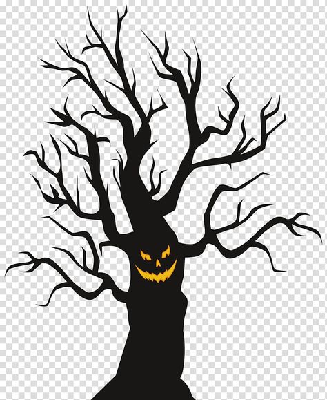 Scary Tree Silhouette, Halloween Tree Silhouette, Scary Trees Halloween, Halloween Tree Drawing, Castle Dracula, Scary Tree, Halloween Window Silhouettes, Dandelion Drawing, Halloween Deserts