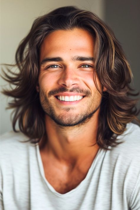 Long Haired Men With Beards, Men’s Long Straight Hairstyles, Teen Boy Long Hairstyles, Men’s Long Hair, Men’s Longer Haircuts, Long Mens Haircut, Guy Haircuts Long, Long Hair Men, Mens Hairstyles Thick Hair