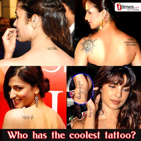 Our Bollywood actresses love to flaunt their tattoos apart from their looks. Who do you think has the coolest tattoo amongst them? Share your opinion & take this poll. Bollywood Tattoo, Coolest Tattoo, Private Tattoos, Your Opinion, Ear Tattoo, Behind Ear Tattoo, Bollywood Actress, Cool Tattoos, You Think