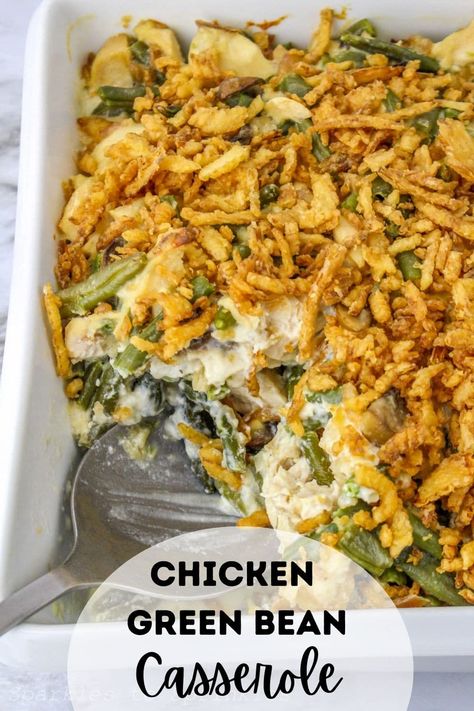 Green Bean Caserol, Green Bean Cassarole, Chicken Green Bean Casserole, Green Bean Bake, Green Pepper Casserole, Chicken And Green Bean, Bean Bake, Healthy Green Bean Casserole, Chicken Caesar Salad Recipe