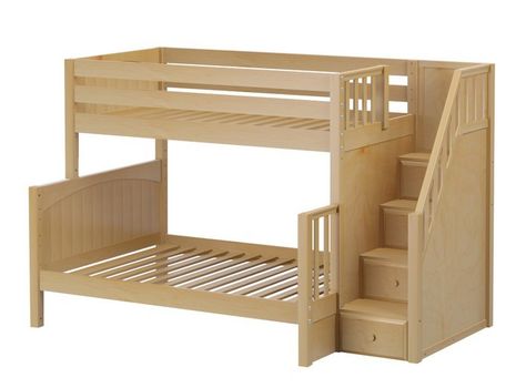 Maxtrix Sumo - Twin Over Full Bunk Bed, The “Sumo” twin over full bunk bed is our newest twin over full stacked bunk to hit the market. Its upstairs is easily accessed with the comfortable and extra safe staircase. Bunk Bed With Stairs, Bed With Stairs, Curved Bed, Bed Stairs, Low Bunk Beds, Modern Bunk Beds, Solid Wood Bed Frame, Twin Over Full Bunk Bed, Cool Bunk Beds