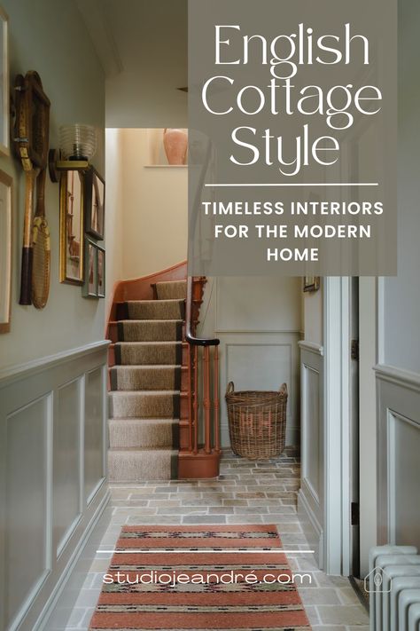 Discover the timeless allure of English country decor and learn how to infuse your home with the cozy charm of old English cottage interiors, countryside house design, and modern English country style. Explore expert tips on incorporating vintage and antique pieces, bold colors and patterns, and a mix of old and new for a truly personal and lived-in look. Create the British cottage or English farmhouse interior of your dreams with this comprehensive guide to English country design. British Entryway, Country Home Hallway, European Countryside Decor, English Garden Interior Design, Vintage English Cottage Decor, English Country House Bathroom, English Revival Homes, Modern Countryside Interior, British Country Style Interior