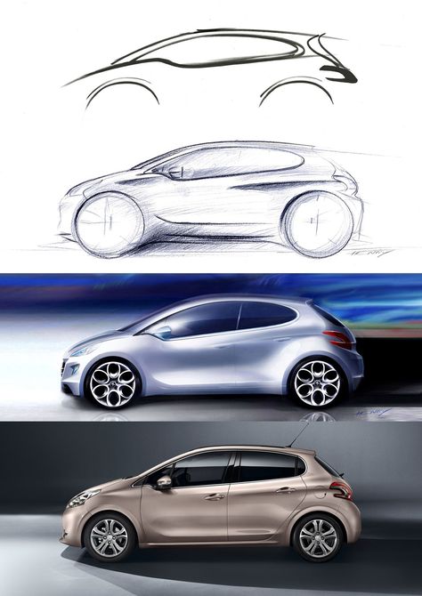 Peugeot 208 - Design Studies Psa Peugeot Citroen, Car Interior Design, Industrial Design Sketch, Old School Cars, Peugeot 208, Car Design Sketch, Concept Car Design, Car Illustration, Car Sketch