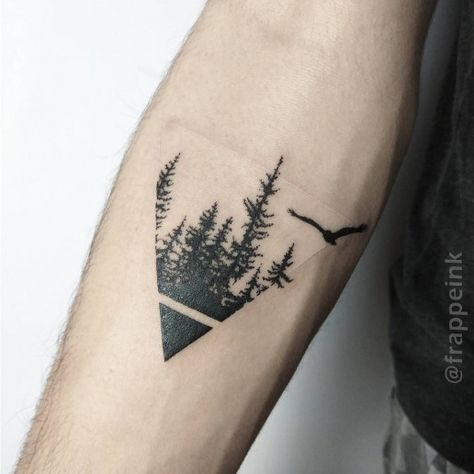 Natur Tattoo Arm, Tatuagem Masculina Pequena, Small Forearm Tattoos, Triangle Tattoos, Forest Tattoos, Simple Tattoo, Cool Small Tattoos, Small Tattoos For Guys, Music Tattoo