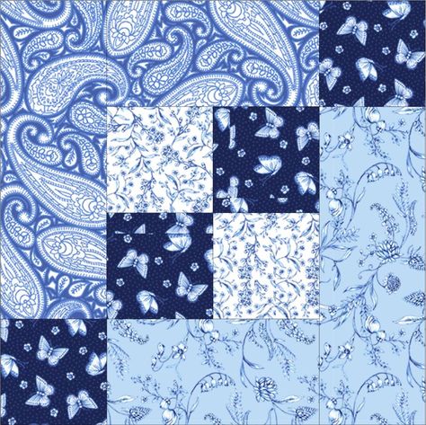 Blue and White Free Quilt Patterns - Pieced Brain Blue Quilt Patterns Free, Blue White Quilts, Blue Quilts Ideas Color Combos, Blue Quilts Patterns Free, Blue And White Quilts Patterns, Blue Quilts Ideas, Blue And White Quilts, Floral Quilt Patterns, Blue Quilt Patterns