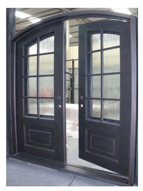 Stock doors in Utah and LA warehouse Double Door Entryway, Metal Front Door, Iron Front Door, Rod Iron, Modern House Interior, Black Front Doors, Doors Interior Modern, Double Front Doors, Double Entry Doors