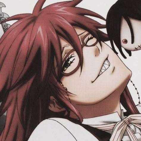 Grell Sutcliff, Red, Hair, Anime, Black