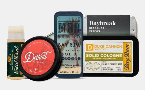 Travel-friendly fragrances. Solid Cologne, Hard Working Man, Bay Rum, Grooming Routine, Small Containers, Signature Scent, Favorite Scents, Mens Cologne, Cool Names