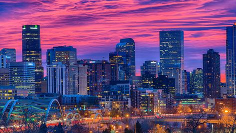 Landmark wallpaper, united states, colorado, evening, night, dusk, pink sky Colorado Apartment, Denver Colorado Downtown, Iphone Wallpaper Disney, Desert River, Denver Photography, Facebook Wallpaper, Holiday Cocktail Recipes, Denver Broncos Baby, Denver Skyline