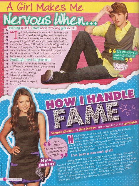 Sterling Knight, Nina Dobrev Knight Photo, Y2k Magazine, Sterling Knight, 2000s Magazines, Sonny With A Chance, English Magazine, 2010s Aesthetic, Fashion Magazine Layout, Newspaper Layout