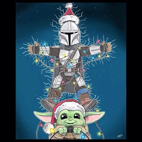 Nerd Christmas, Yoda Images, Geek Christmas, Cute Christmas Wallpaper, Star Wars Christmas, Holiday Painting, Phone Art, Star Wars Wallpaper, Star Wars Fan Art