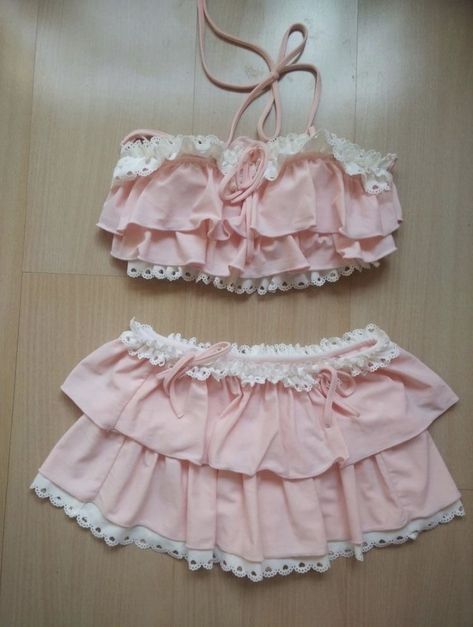 miwauko on Tumblr Ruffles, One Piece, Lace, Pink, White, Kawaii