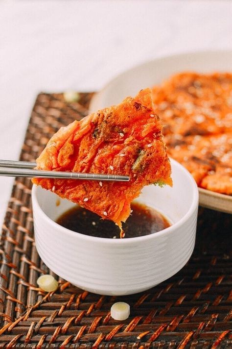 Kimchi Pancake (Kimchijeon) | The Woks of Life Kim Chi Pancakes, Korean Pancake Mix, Kimchi Pancake, Wok Of Life, Woks Of Life, The Woks Of Life, Mapo Tofu, Dinner Side, Korean Recipes