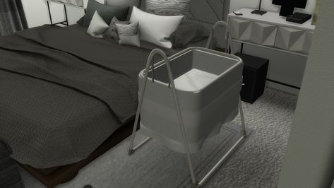 Sims Pregnant, Infant Cc, Sims 4 Beds, Newborn Bassinet, Bedside Bassinet, Cc Patreon, Sims 4 Cheats, Newborn Bed, Newborn Crib