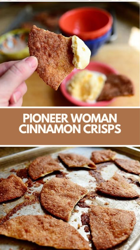 Pioneer Woman Cinnamon Crisps by Ree Drummond is made with flour tortillas, butter, sugar, and cinnamon. This easy cinnamon crisps recipe creates a crispy and sweet dessert that takes about 20 minutes to prepare and can serve up to 3 people. Cinnamon Crisps Pioneer Woman, Desserts Made With Flour Tortillas, Cinnamon Crisps From Tortillas, Cinnamon Crisps, Pioneer Woman Desserts, Pioneer Kitchen, Crisps Recipe, Cinnamon Tortillas, Pioneer Woman Recipes