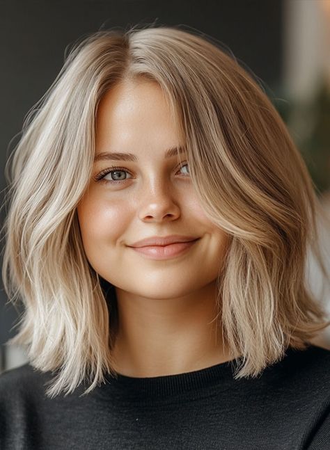 20 Mid length hairstyles With fringe and layers : Mid length hairstyle with fringe Beige Blonde Bob, Hairstyle With Fringe, Fringe And Layers, Mid Length Hairstyle, Medium Long Hairstyles, Long Bob Hairstyles For Thick Hair, Wavy Lob Haircut, Middle Length Hair, Cool Blonde Tone