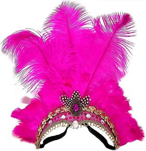 Amazon.com: carnival headpiece Mardi Gras Headpiece, Hawaii Halloween, Carnival Headpiece, Black Headbands, Caribbean Carnival Costumes, Campfire Party, Samba Costume, Caribbean Carnival, Feather Headpiece