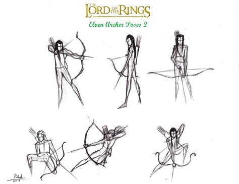 Lotr Elf Archer Action Poses 2 by halrod Archer Poses, Elven Archer, Archer Pose, Archery Poses, Elf Archer, Bow Drawing, Bow Pose, Arrow Drawing, Bow And Arrow