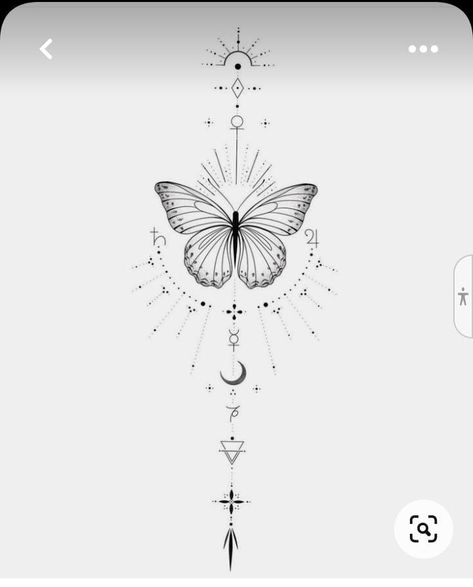 Spine Tattoo With Butterflies, Butterfly Ornamental Tattoo, Shin Tattoos For Women, Shin Tattoo, Animal Tattoo Ideas, Sigil Tattoo, Taurus Tattoos, Goddess Tattoo, Fantasy Tattoos