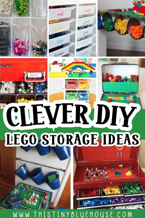 Looking for clever ways to keep LEGO organized? Here are some practical DIY Lego storage ideas perfect for keeping your child's lego collection tidy. Diy Lego Storage, Organize Legos, Lego Tables, Lego Storage Ideas, Lego Storage Solutions, Lego Table With Storage, Lego Hobby, Lego Storage Organization, Lego Table Diy