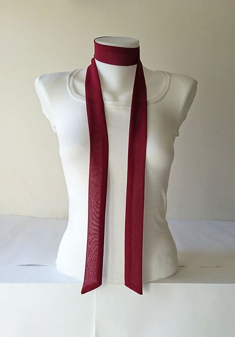 Womens Neck Tie, Scarf Choker, Narrow Scarf, Mini Scarf, Chiffon Bow, Scarf Outfit, Small Scarf, Women Ties, Neck Accessories