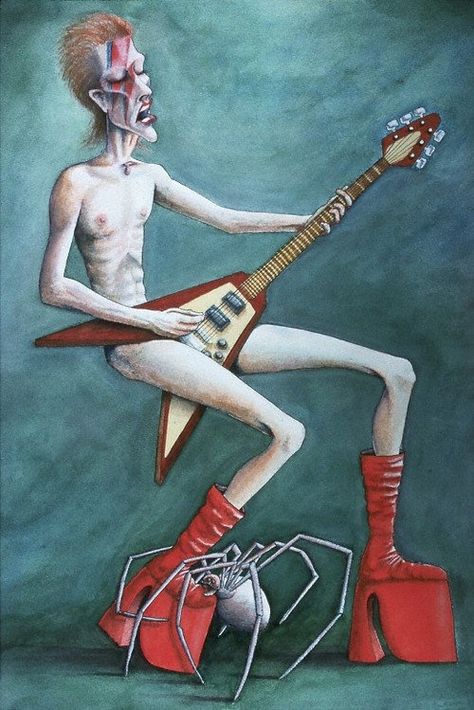 Music Expression Art, David Bowie Fan Art, David Bowie Tattoo, Ziggy Played Guitar, David Bowie Tribute, David Bowie Art, Bowie Art, Rock Band Posters, Major Tom