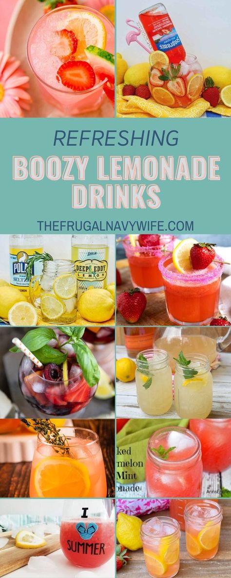 Carnival Lemonade Recipe, Summer Lemonade Cocktails, Boozy Lemonade, Strawberry Lemonade Sangria, Super Bowl Drinks, Watermelon Recipes Drinks, Kid Drinks Recipes, Lemonade Cocktail Recipe, Mint Lemonade Recipe