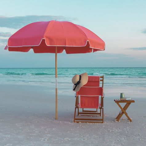 Pink Beach Umbrella, Beach Views, Pool Umbrellas, Patio Kitchen, Backyard Deck, Pink Beach, Beach Umbrella, Decks And Porches, Beach View