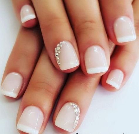 15 Elegant Wedding Nails You’ll Love • Rachel Wedding Nails For Bride Natural, Nail Art Mariage, Stars Nails, Wedding Day Nails, Bridal Nails Designs, Wedding Nail Art Design, Wedding Manicure, Ombre Nail Designs, Wedding Nails For Bride