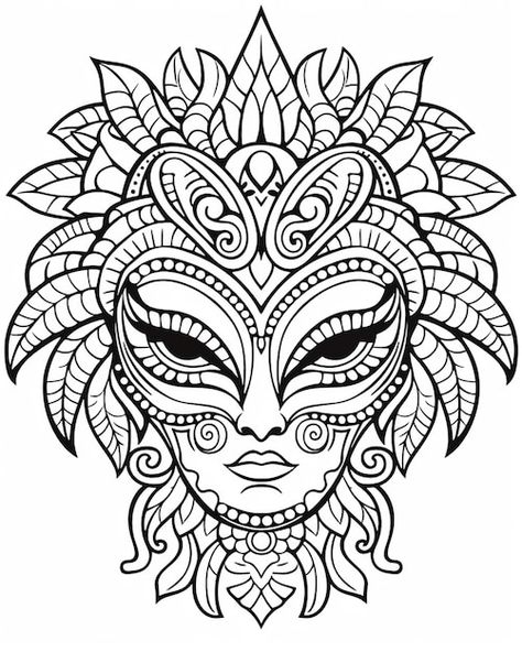 Photo a coloring page with a mask and le... | Premium Photo #Freepik #photo #leaves #page #mask #coloring A Coloring Page, Full Face Mask, Coloring Sheets, A Mask, Premium Photo, 1 Million, Coloring Page, Coloring Pages, Face Mask