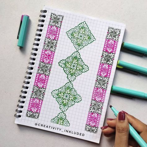 Henna Wall Art, Grid Mandala, Henna Mandala Design, Doodle Art For Beginners, Optical Illusion Drawing, Notebook Drawing, Creating A Bullet Journal, Graph Paper Drawings, Hidden Potential