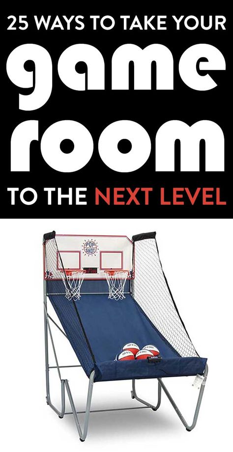 Take your game room to the next level with these 25 intruiging games, decor accents, and more. Outdoor Game Room Ideas, Game Room Activities, Garage Gaming Room Ideas, Games For Game Room, Garage Game Room Ideas, Game Room For Kids, Kids Game Room Ideas, Boys Game Room Ideas, Diy Game Room