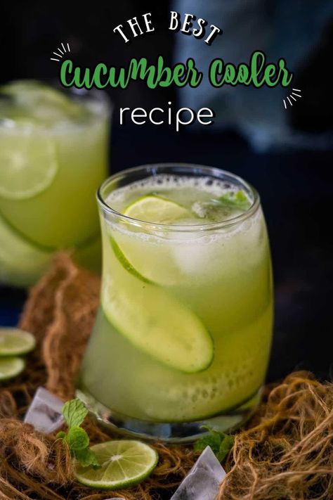 Summer Cocktail Punch, Basil Drinks, Cucumber Cooler, Ice Lemon Tea, Refreshing Summer Recipes, Cucumber Drink, Cucumber Cocktail, Mint Drink, Summer Drinks Alcohol